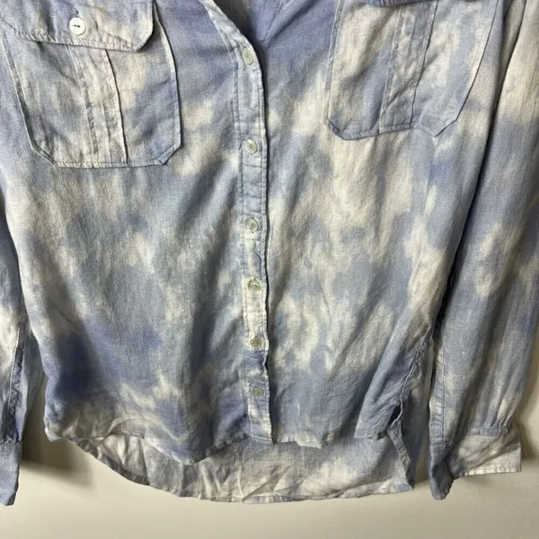 Abercrombie & fitch‎ linen boyfriend button up top blue tie dye women’s size S - Image 4