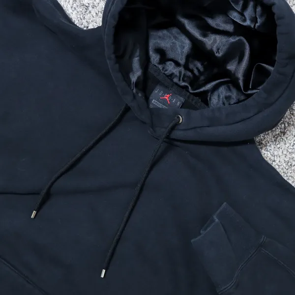 Jordan Brooklyn Fleece Hoodie‎ Women M Black Satin Lined FB5110-010 Oversized - Image 2