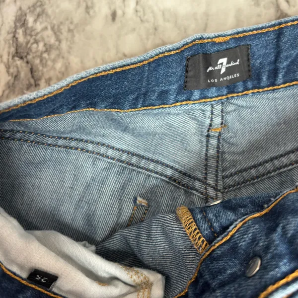7 for all Mankind Distressed button fly high rise denim jeans straight leg 25 - Image 2