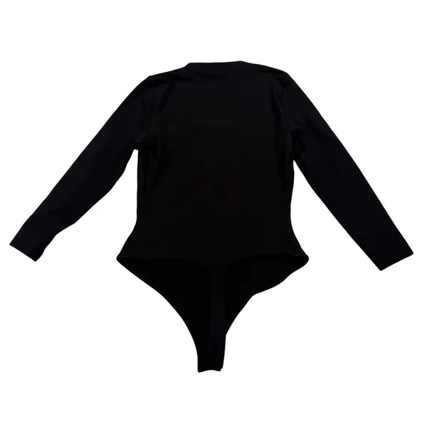 Intimately Free People Bodysuit Womens Small Black Long Sleeve Deep V-Neck‎ Slim - Image 2