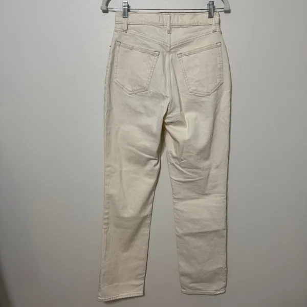 Abercrombie & Fitch The 90s‎ Straight Ultra High Rise Size 27 4 Split Hem Cream - Image 7