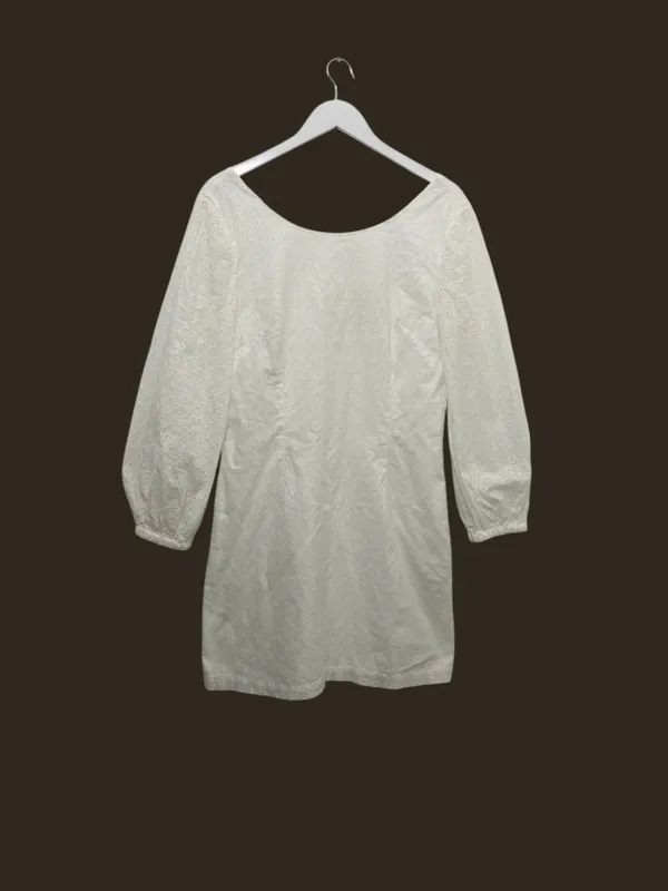 Hope & Henry 100% Organic Cotton Eyelet Lantern Sleeve V-Back Mini Dress 10 - Image 3