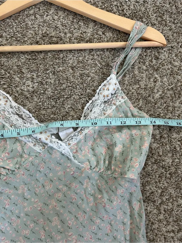 Charlotte Russe Mint Floral Lace-Trim Cami Camisole Y2K Vintage Lightweight Smal - Image 6