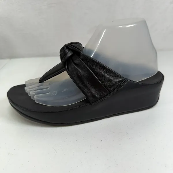 FitFlop 7.5 Twiss II Knotstrap All Black Wedge Platform Microwobbleboard FJ2-090 - Image 6