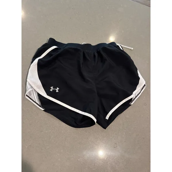 Under Armour Women's Running Shorts Black White Athletic Gym Workout‎ Small - Image 2