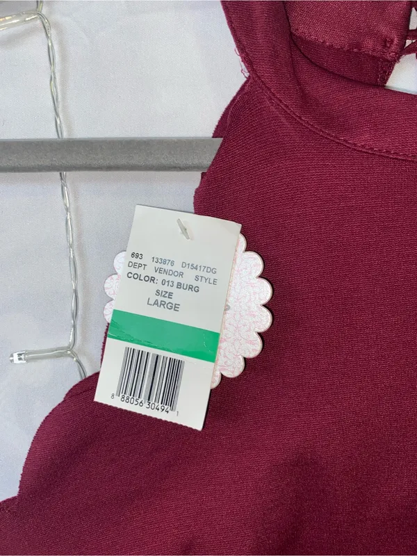 Soprano Scalloped-Hem Mini Dress in Burgundy - Image 3