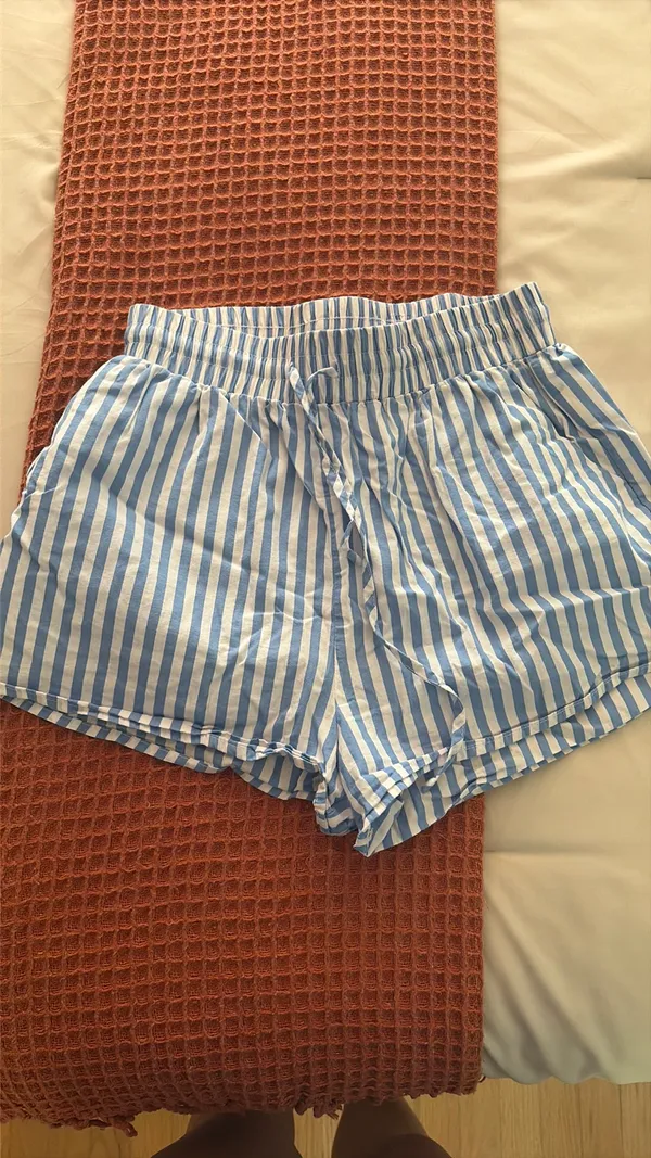 Princess Polly Beach House Shorts Stripe Blue Linen - Image 7