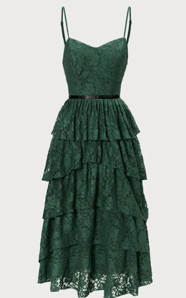 RIHOAS The Green Sweetheart Neck Lace Maxi Dress XS 05 - Image 7
