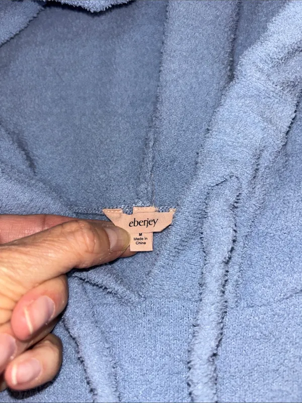 Eberjey Dusty Blue Lightweight Hooded Pullover - Image 3