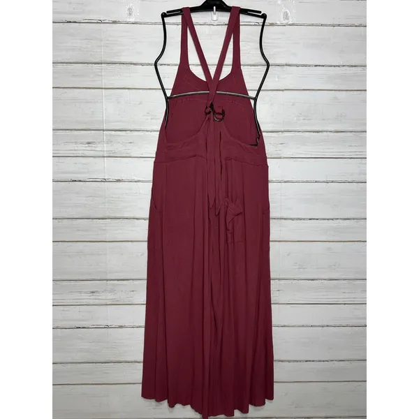 Free People FP Beach Jumpsuit Overalls Small Mauve Ribbed Linen Blend - Image 4