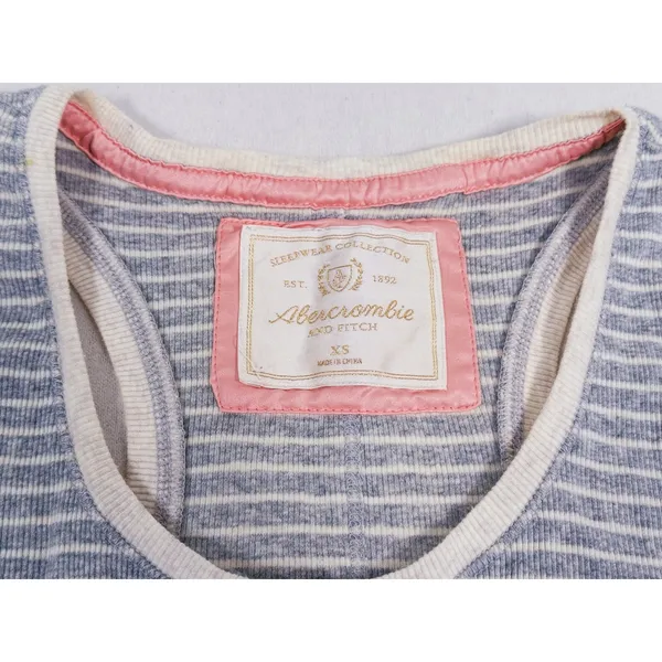Y2K Abercrombie & Fitch Ribbed Henley Tank Top Size XS Gray Striped Preppy 90s - Image 3