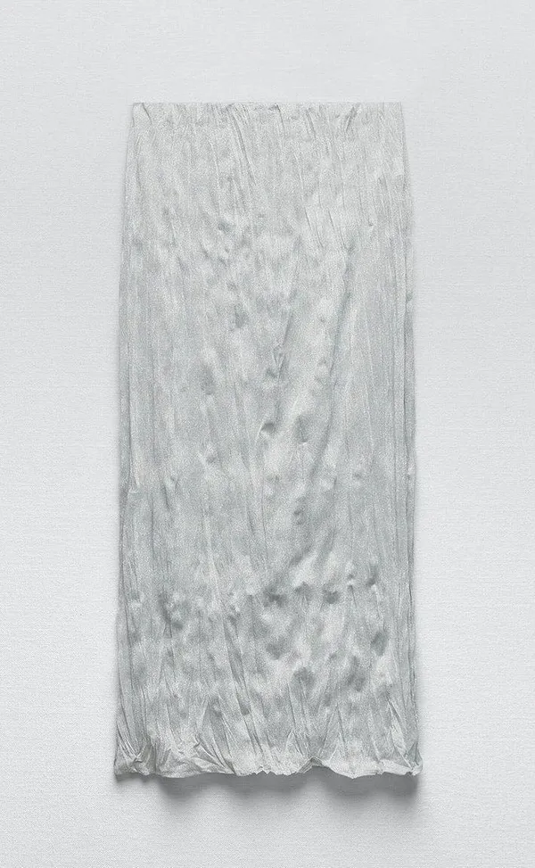 NWT Silver Metallic Sparkle Midi Skirt. Size Large - Image 3