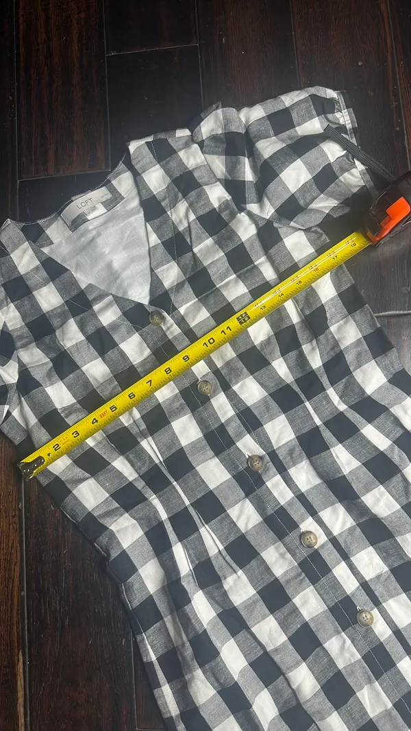 Checkered casual dress v-neck button down work retro coastal business casual - Image 5