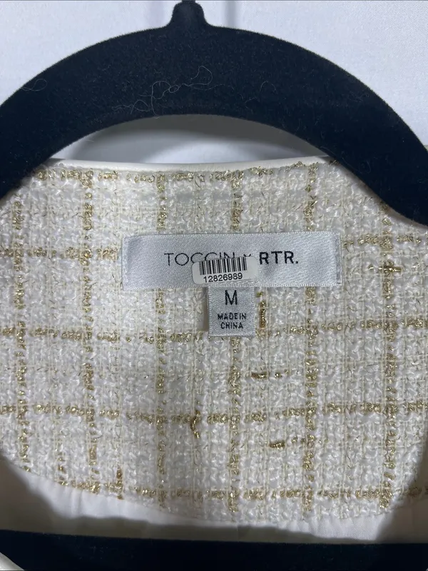 Toccin X Rtr. Off White Tweed Jacket Cropped Medium Gold - Image 3