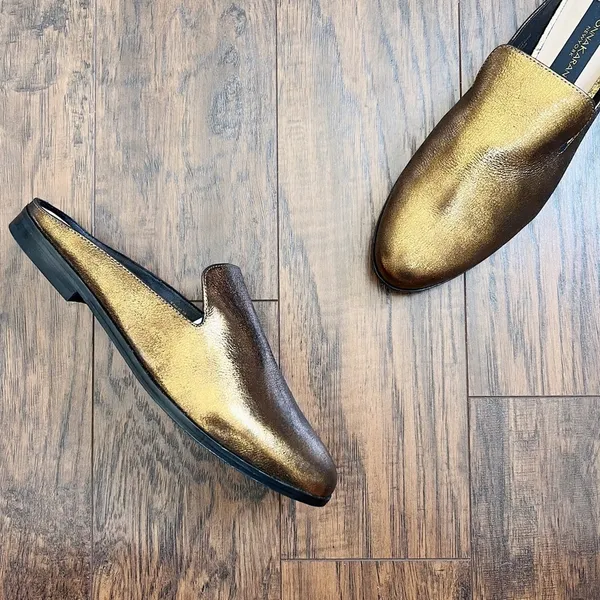 Donna Karan • Mott Mule leather backless loafer Bronze gold metallic slide - Image 4