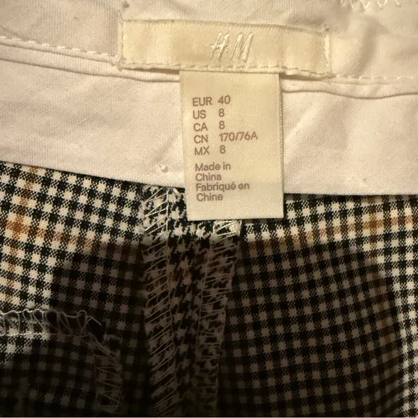 H&M Dress Pants Women's Size 8 Houndstooth Plaid‎ Mid Rise Black Gray White Tan - Image 5