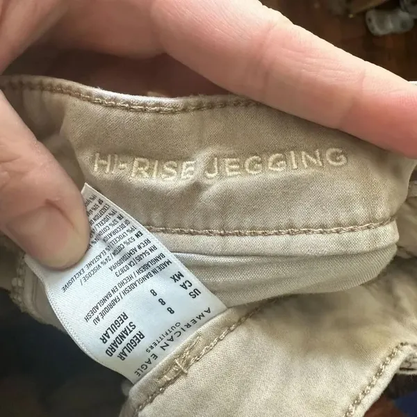 American Eagle tan high rise stretchy normcore 8 jeggings - Image 3