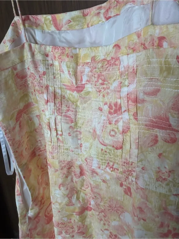 Ann Taylor floral linen midi sundress with vertical pintuck bodice - Image 3