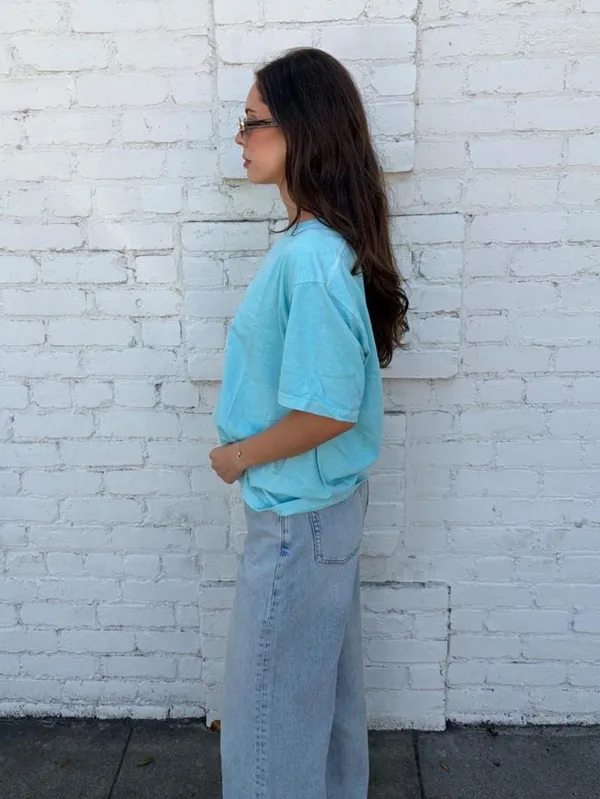 Vtg 90s fresh produce Blue cotton t-shirt with graphic tulips Size L #grandmacore #oversized - Image 3