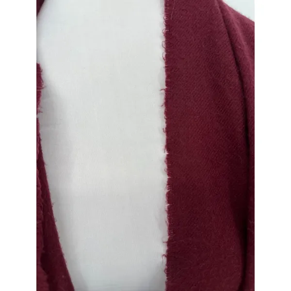 100% Cashmere‎ Scarf Mens Womens One Size Maroon Fringe Made in Scotland FLAWED - Image 6