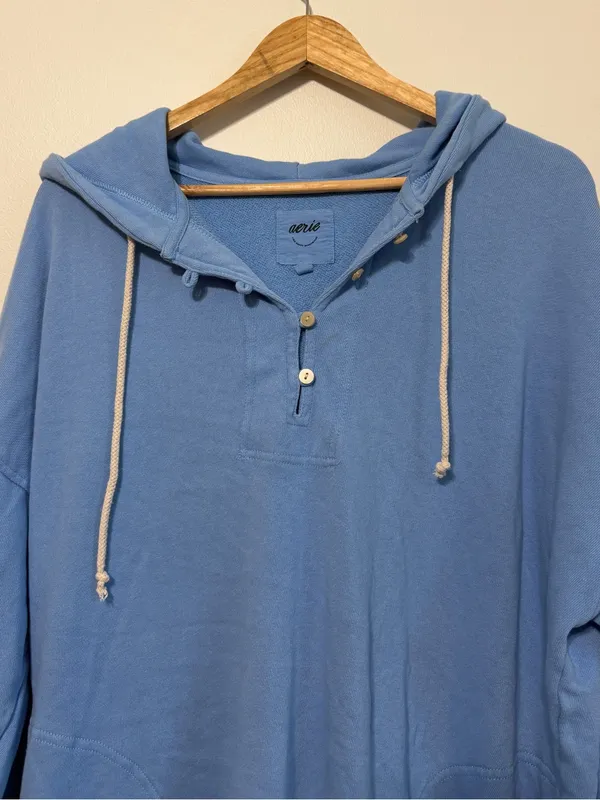 Aerie Beach Weekend Oversized Hoodie in Horizon Sky Blue Size Medium - Image 4