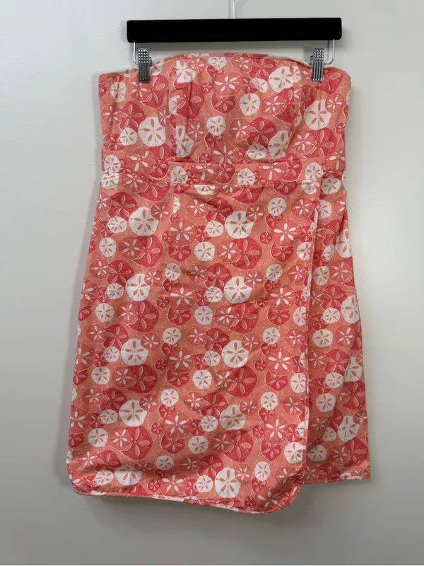 Vineyard Vines Coral and White Strapless Mini Summer Dress size 12 - Image 2