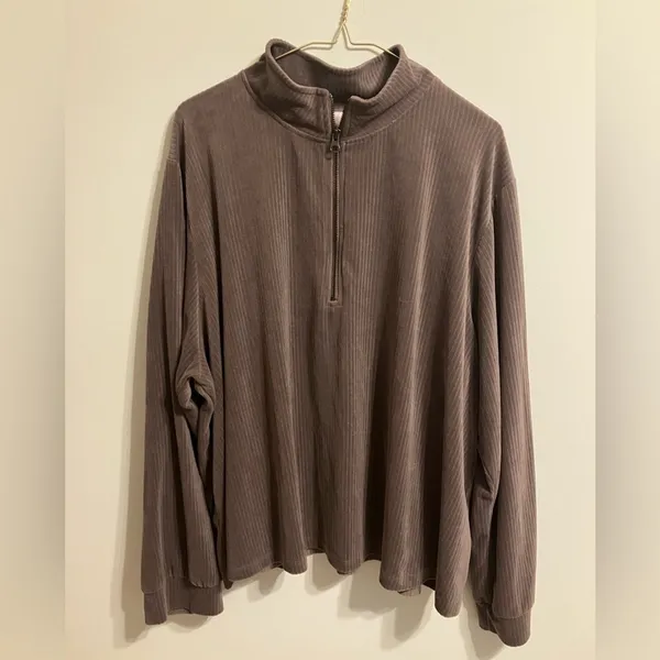 Livi Quarter Zip Pullover Velour Sweatshirt Women‎ size 26/28 active athleisure - Image 2