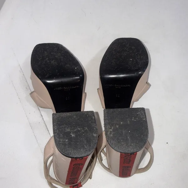 Y2K Style John Galliano Italian Leather Nude Platform Strappy Heels 38 READ‎ - Image 8