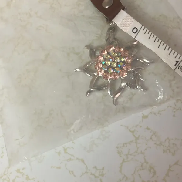 FINAL MARKDOWN Silver and Pink Floral Pendant - Image 2