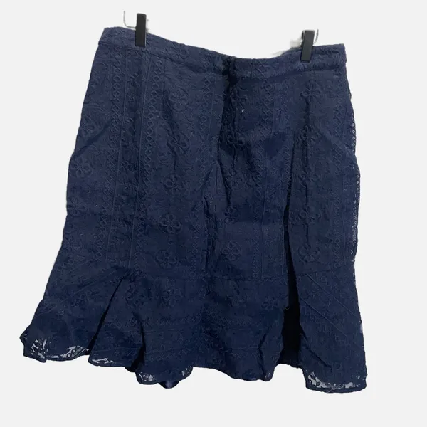 Rachel Parcell Navy Blue Floral Lace Trumpet Skirt XXL Flounce Hem Midi Skirt‎ - Image 5