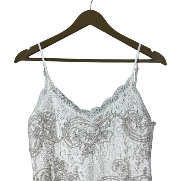 Zara Floral Lace Paisley Mini Slip Dress White Beige Coquette Embroidered Size M - Image 2