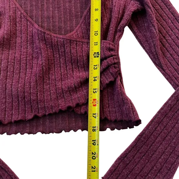 Out From Under Maroon Rib Wrap Crop Top Women Medium Size NWOT | 63-18 - Image 5