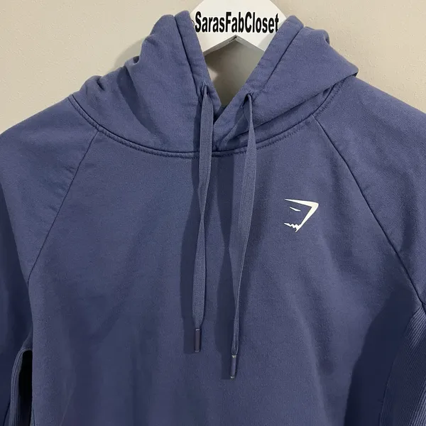 Gymshark Hoodie Women's Small Training Cropped Blue Purple‎ Pullover Gym Workout - Image 3