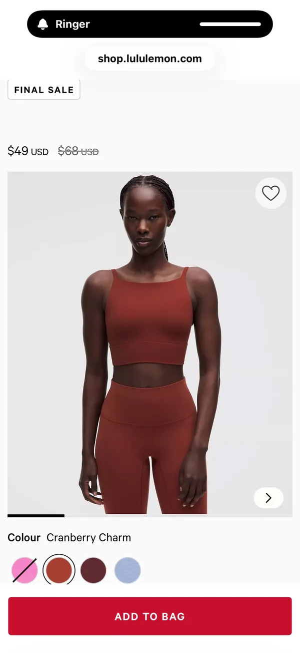 Lululemon High Neck Longline Sports Bra - Image 5
