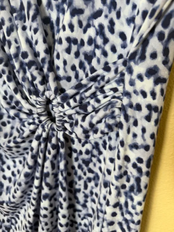 Tommy Bahama "Clara Lovely Leo" Faux-Wrap Dress Blue Animal Print Size XS - Image 3