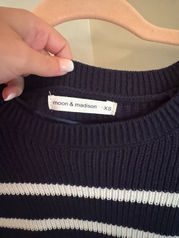 Moon & Maddison Striped Navy Knit Sweater - Image 2