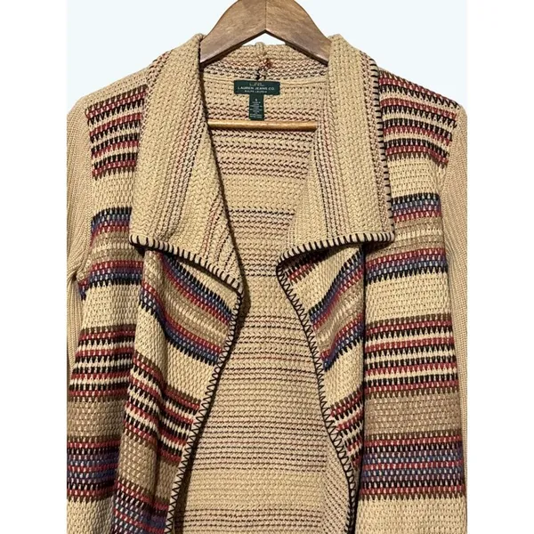 Lauren Ralph Lauren Jeans · Small · Striped Waterfall Draped Cotton Cardigan - Image 3