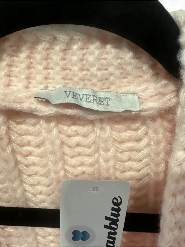Vervet S Cozy Floral Pom-Pom Cardigan in Blush Pink - Image 5