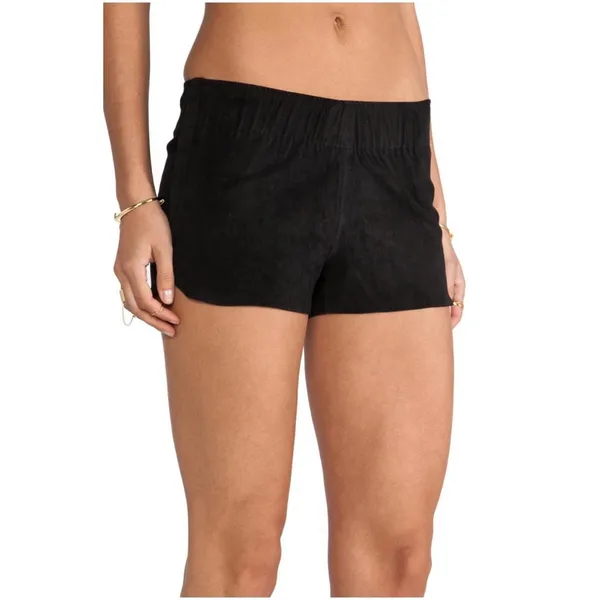 Hudson Siouxsie Dolphin Suede Leather Stretch Shorts Black S Small Lamb Nubuck - Image 10