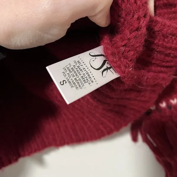 LoveShackFancy Atlas Fringe‎ Crop Red Baby Alpaca Wool Blend Sweater Size Small - Image 6
