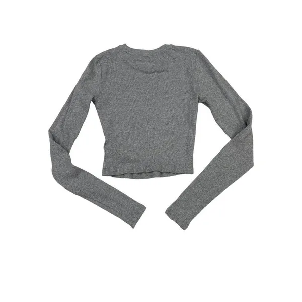 Aritzia Tna - Round Neck Long Sleeve Ribbed Top in Gray - Image 3