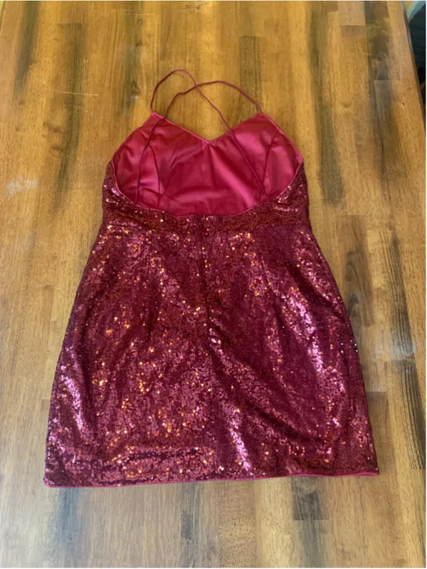SHEIN Red Sequin Mini Dress Size L - Image 6