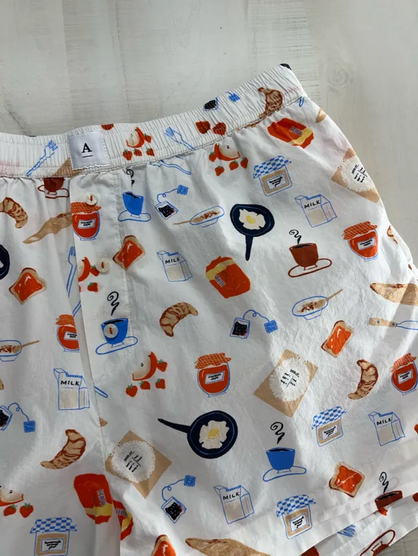 ANTHROPOLOGIE breakfast printed lounge sleep boxer shorts L - Image 4