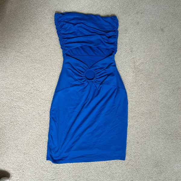 Windsor Blue Strapless Homecoming Dress - Image 2