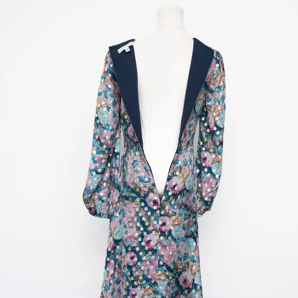 Dress the Population - | Metallic Floral Long Sleeve Midi Dress - Image 13