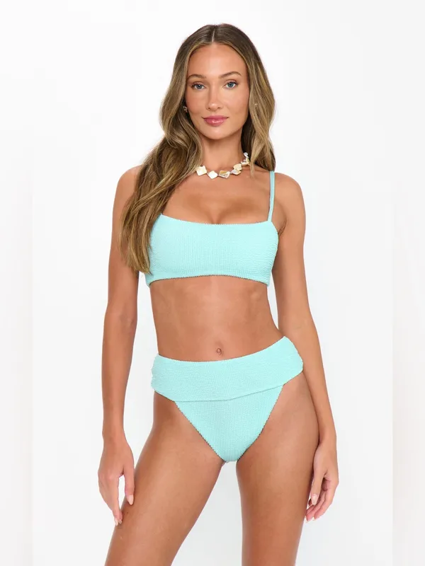 New show me your mumu del rey swim bottoms size large L jelly mint scrunch blue - Image 3