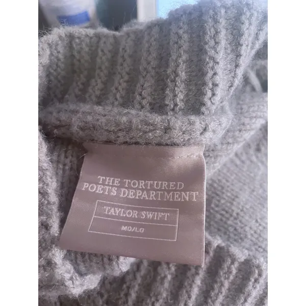 Taylor Swift The Tortured Poets Department TTPD Grey Cable Knit Cardigan MD/LG - Image 7
