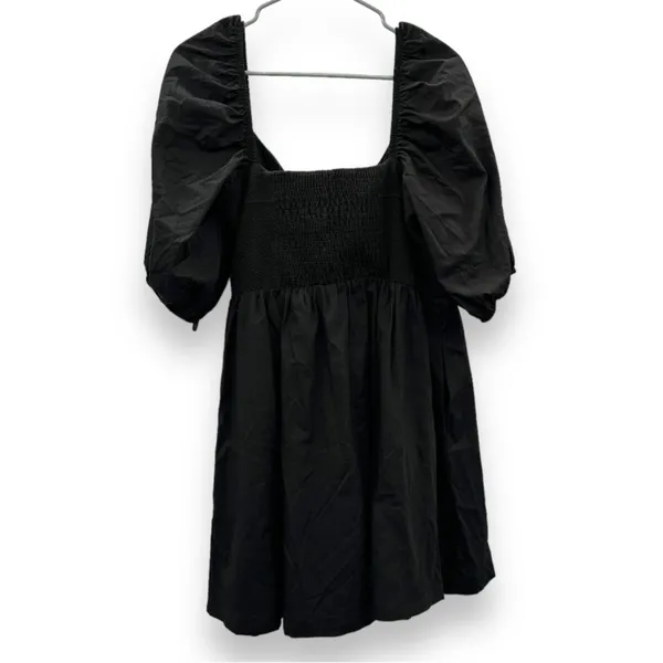 Anthropologie Maeve Puff Sleeve Smocked Button Front Black Mini Dress Size L NWT - Image 6