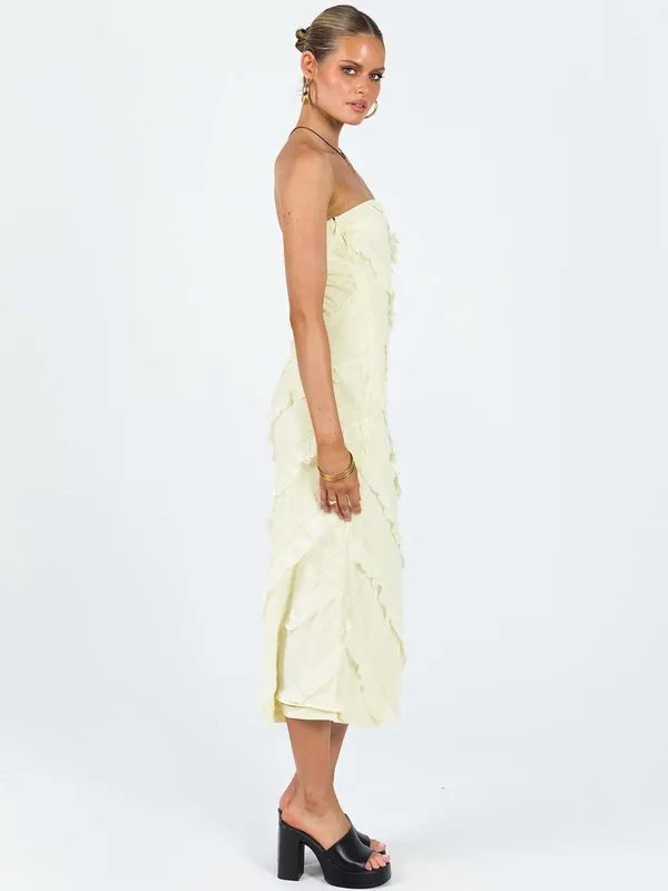 Princess Polly Boyle Maxi Dress Yellow Size 2 Strapless - Image 2