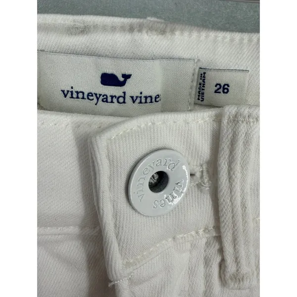Vineyard Vines Womens Jeans High Rise Straight Crop Raw Hem White 26 - Image 5